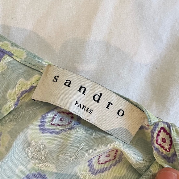 SANDRO Paris jacquard print ruffle midi dress - Picture 7 of 8